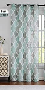 Moroccan sheer curtain aqua