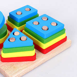 Shape Color Recognition Geometric Blocks Matching Puzzle with Lacing String, Educational Preschool