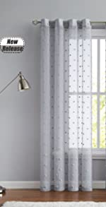 pom pom sheer curtain grey