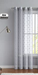 pom pom sheer curtain grey
