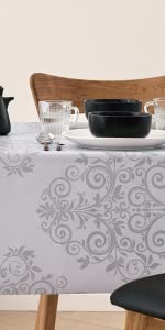 Elegant KP Home pvc table cloth wipe clean tablecloth wipeable table cloth rectangle with baroque