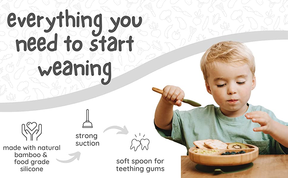 baby weaning set bamboo suction plate bowl sets plates bowls for babies feeding spoon bib