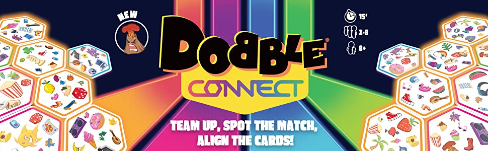 Asmodee | Dobble Connect | Quick Reaction Card Game Ages 8+ 2-8 Players 20 Minutes Playing Time