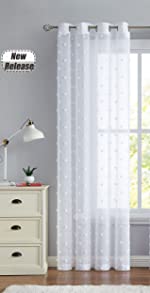 pom pom sheer curtain white