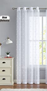 pom pom sheer curtain white