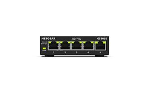 NETGEAR 5 Port Gigabit Ethernet Managed Network Switch (GS305E) - Desktop or Wall Mount