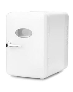 QWORK Mini Fridge Cooler & Warmer - 4 Litre - DC 12V with USB Power Cable - Portable Small Fridge for Skincare Bedroom Office Car Travel (White)