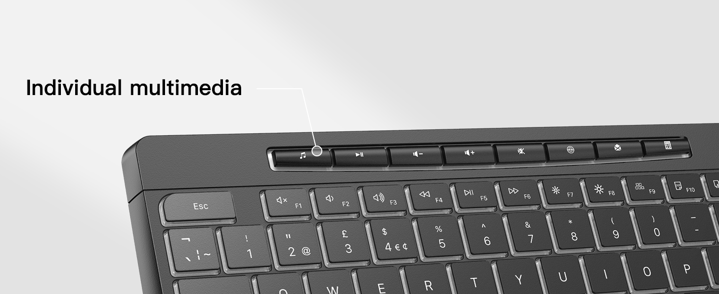 wireless keyboard with multimedia keys