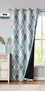 Moroccan Blackout Curtain Aqua