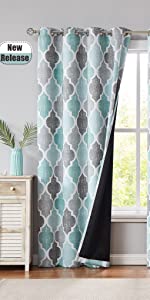 Moroccan Blackout Curtain Aqua