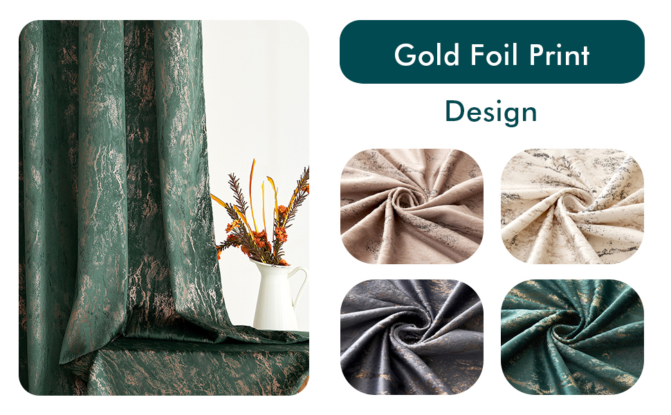 Woaboy Velvet Curtains 46x90 66x90 Gold pattern Soft Luxury