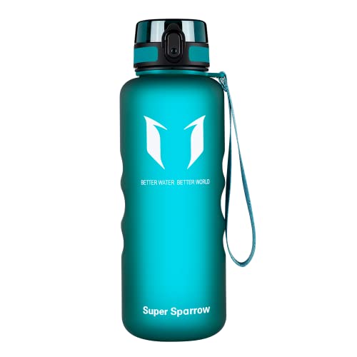 Super Sparrow Sports Water Bottle - 1.5L - Non-Toxic BPA Free & Eco-Friendly Tritan Co-Polyester Plastic - Fast Water Flow