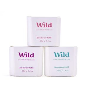 Wild - Natural Refillable Deodorant - Aluminium Free - Refill Variety Pack Includes Fresh Cotton & Sea Salt