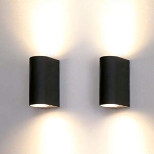 HLFVLITE 2-Pack Outdoor Wall Lights Aluminum Up/Down Outside Wall Lamp Exterior Wall Sconce