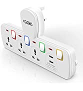 Extension Lead with 3 USB Slots, MSCIEN 6 Gang Multi Plug Tower Extension Lead with 3M Cord, Wall...