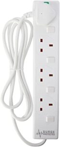 pro elec plpl15330pl 2 m Switched and Surge Protected 4 Gang Extension Lead white