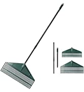 ORIENTOOLS Garden Leaf Rake, Adjustable Lightweight Steel Handle, Comfortable Grip Handle, Plasti...