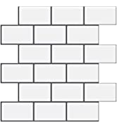 WoStick Stick on Tiles | 3D Dark Green Self Adhesive Wall Tiles | Retro Subway Tiles Stickers | A...