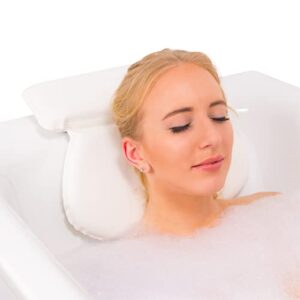 RELUX Premium Waterproof Bath Pillow Cushion with Non-Slip Suction Cups Ergonomic Home Spa Headres
