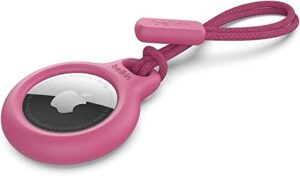 Belkin F8W974 AirTag Case with Strap (Secure Holder Protective Cover for Air Tag with Scratch Resistance Accessory) – Pink