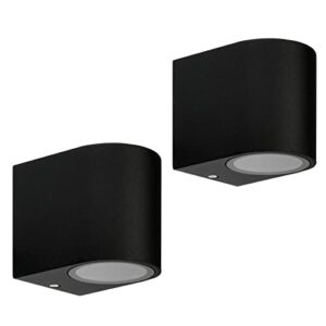 Genghis Khan [2 Pack] 35W Outdoor Wall Light Wall Sconce Stainless Steel Aluminum Alloy IP54 Waterproof Modern Wall Lamp Anti-Rust Cube Black Design for Indoor and Outdoor (Half Cylinder