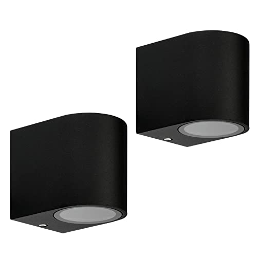 Genghis Khan [2 Pack] 35W Outdoor Wall Light Wall Sconce Stainless Steel Aluminum Alloy IP54 Waterproof Modern Wall Lamp Anti-Rust Cube Black Design for Indoor and Outdoor (Half Cylinder