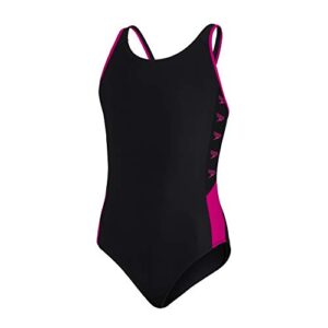 Speedo Girl's Boom Logo Splice Muscleback Swimsui