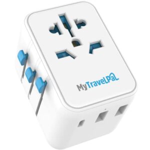 Universal Travel Adapter with USB C & USB Ports | MyTravelPal® Worldwide Travel Adapter | Universal Plug Adapter with USB-C | International Travel Plug For Use In Europe