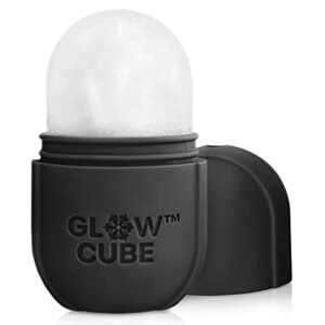 GLOW CUBE Ice Roller For Face Eyes and Neck To Brighten Skin & Enhance Your Natural Glow/Reusable Facial Treatment to Tighten & Tone Skin & De-Puff The Eye Area (Black)
