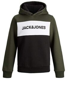 Jack & Jones Boys Logo Printed Hoodies Kids Smart Casual Regular Fit Hooded Long Sleeve Pullover Tops