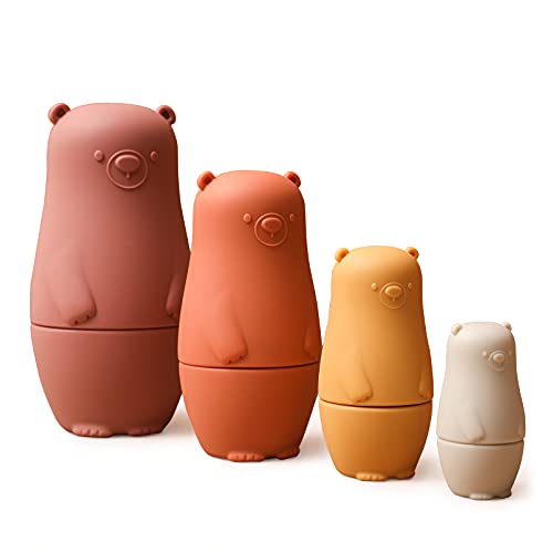 let's make Russian Dolls for Kids Silicone Cartoon Animals Bear Nesting Doll Sorting Matryoshka Stacking Toys Kids Toy Gift Decoration for Easter Gift Se