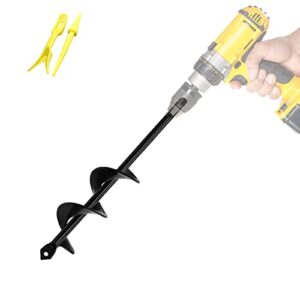Auger Drill Bit for Planting 40x220mm Garden Auger Spiral Drill Bit Bulb Planter Auger Post Hole Digger Garden Spiral Hole Drill Planter Soil Auger Planting Auger for Hex Driver Drill Solid Shaf