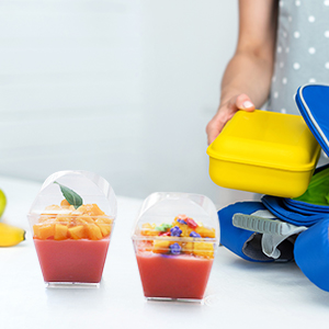 dessert cup with lid and spoon