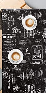 Black table cloth wipe clean with chalkboard pattern oilcloth tablecloth form KP HOme