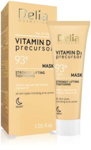 Delia Cosmetics – Vitamin D3 Precursor - Strongly Lifting and Firming Mask – All Skin Types – Acne Skin – Hydrating – Minimisng Fine Lines – Retinol – Niacinamide – Tumeric – Coconut Oil – 50ml