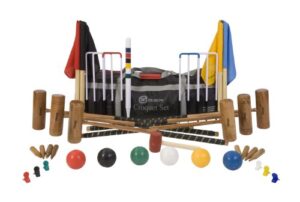 Uber Games 6 Player Pro Croquet Set With Nylon Storage Bag | Contains 2 Sizes Of Hardwood Mallet | Set Includes 6 Composite Balls