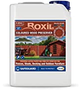 Roxil Wood Stain Preserver 1 Litre - Fast Drying Satin Finish for Fence, Shed, Furniture. 5 Year ...