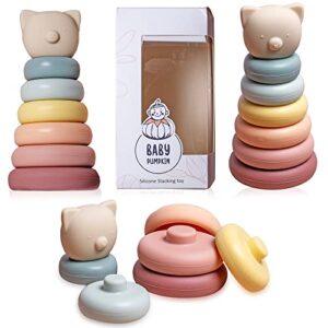 Baby Pumpkin New Children's Toys Colorful Building Blocks Stacking Educational Toys Children's Thinking Training (With Bear Head)