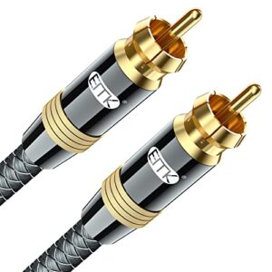 EMK Subwoofer Cable RCA to RCA Audio Cable 24K Gold-Plated Digital Coaxial RCA Cord for Home Theater