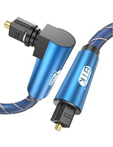 EMK Optical Cable 90 Degree Digital Toslink Audio Cable Right Angle Optical Cable Nylon Braided for Smart TV Speaker Home Theater Soundbar Audio Player (5m)