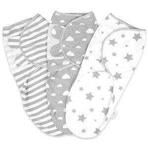 Little Seeds Baby Swaddle Blanket 0-3 Months 100% Organic Cotton Newborn Swaddles - Pack of 3 Swaddle Blankets - New Born Swaddle Wrap For Boy and Girl - Hip-Healthy Desig