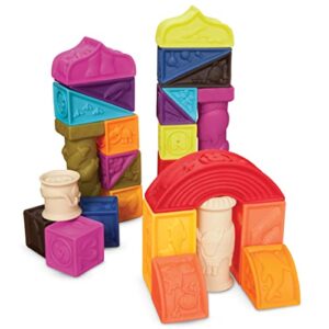 B. toys – Elemenosqueeze Baby Blocks – 26 Stacking Blocks with Shapes Numbers