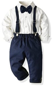 Yokald Toddler Dress Suit Baby Boys Clothes Sets Bowtie Shirts Suspenders Pants 3pcs Gentleman Outfits Suits 6 Month 6 Years