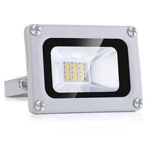 NIKEEYEN 10W LED Floodlight Waterproof IP65 12V Low Pressure Outdoor Security Light 1000LM 65000K 6500K Daylight White Outdoor Floodlight Wall Lamp for Garden Yard Garage Warehouse Roof Playground