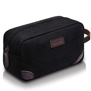 WANDF Toiletry Bag Small Nylon Dopp Kit Shaving Kit Lightweight Shaving Bag for Men and Women (C-Black)