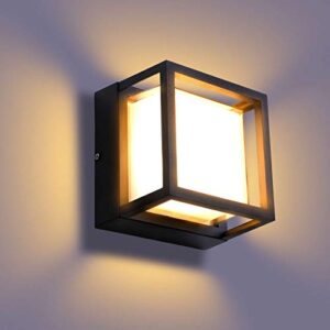 Lightess 18W Outdoor Led Wall Light IP66 Waterproof Outside Wall Light for Yard Garden Terrace Close to Wall Pathway Patio Villa Corridor Square Pillar Light Warm White 3500K            [Energy Class E]
