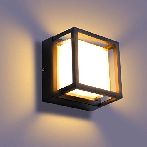 Lightess 18W Outdoor Led Wall Light IP66 Waterproof Outside Wall Light for Yard Garden Terrace Close to Wall Pathway Patio Villa Corridor Square Pillar Light Warm White 3500K            [Energy Class E]