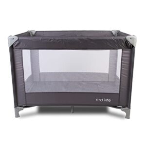 Red Kite Sleeptight Travel Cot - Grey. Lightweight padded travel cot suitable from birth