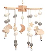 let's make Baby Crib Mobile Arm Wooden Holder 30 inch Beech Hangers with Rotating Music Box Nurse...