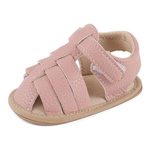 MASOCIO Baby Girls Open Toe Sandals Infant Toddler Summer Flat Anti Slip First Walking Shoes